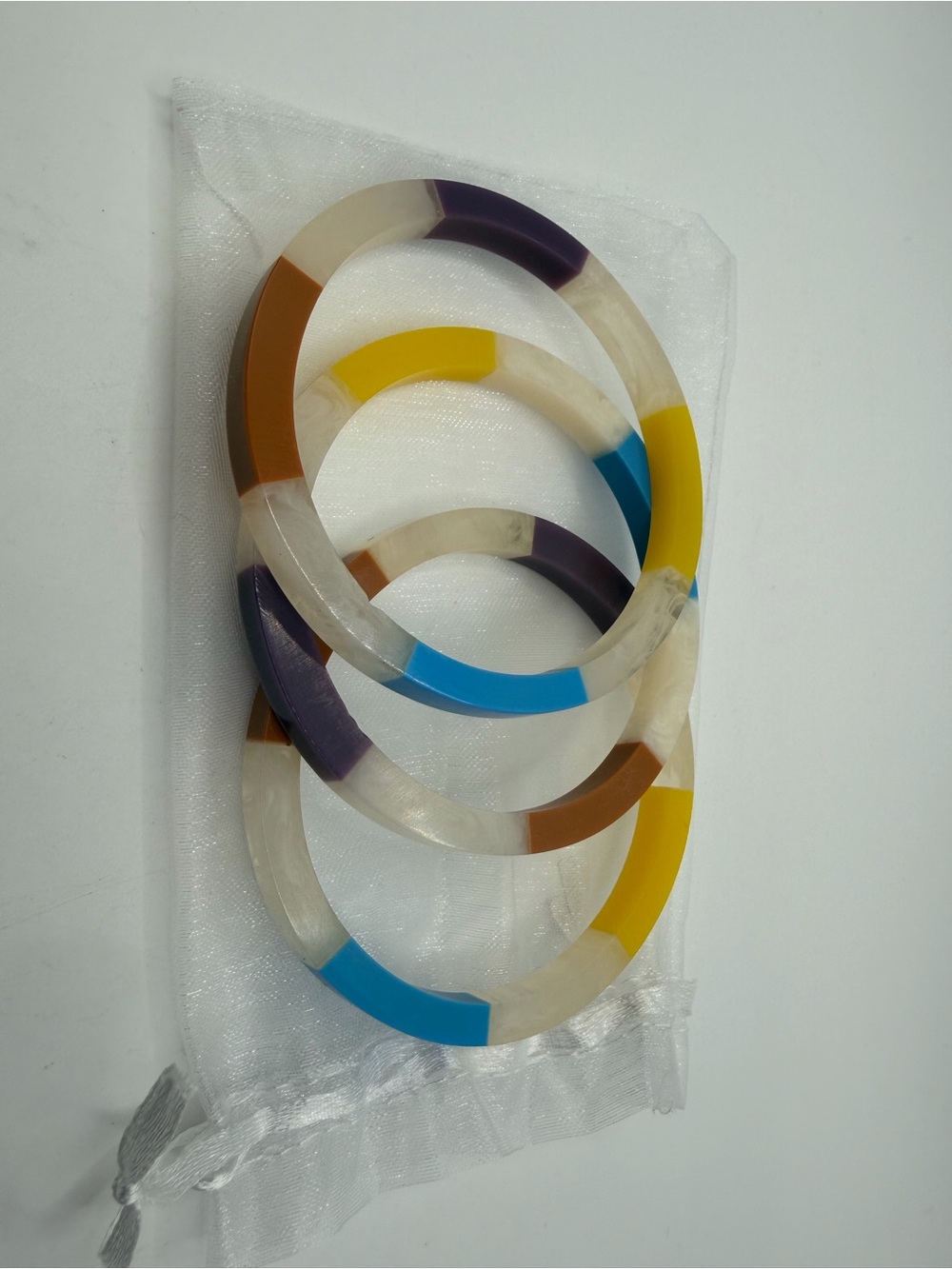 Plunder Multicolor Resin Bangle Bracelets - Set of 3